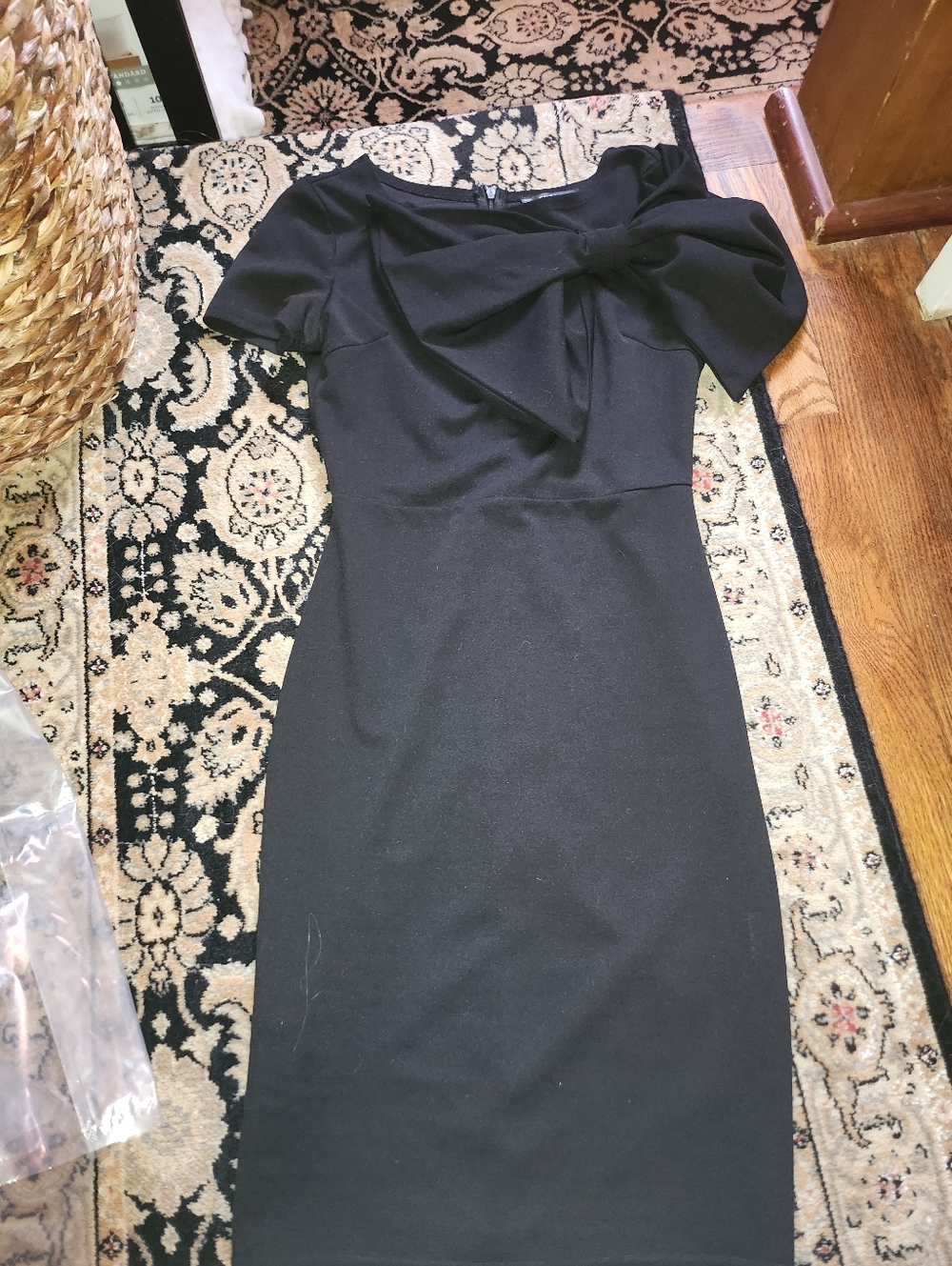 SHEIN Black Midi Dress with Statement Bow